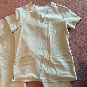 FIGS Mint Green Scrub Top and bottom